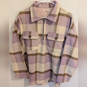Boutique Lilac Plaid Quarter Zip